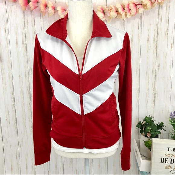 bcg Jackets & Blazers - BCG Red/White Chevron Track Jacket